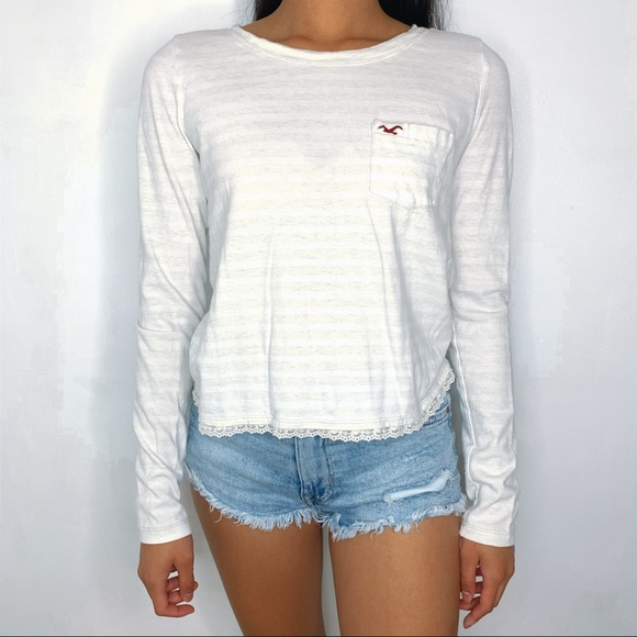 Hollister Creme Stripe Long Sleeve Top - Picture 1 of 3